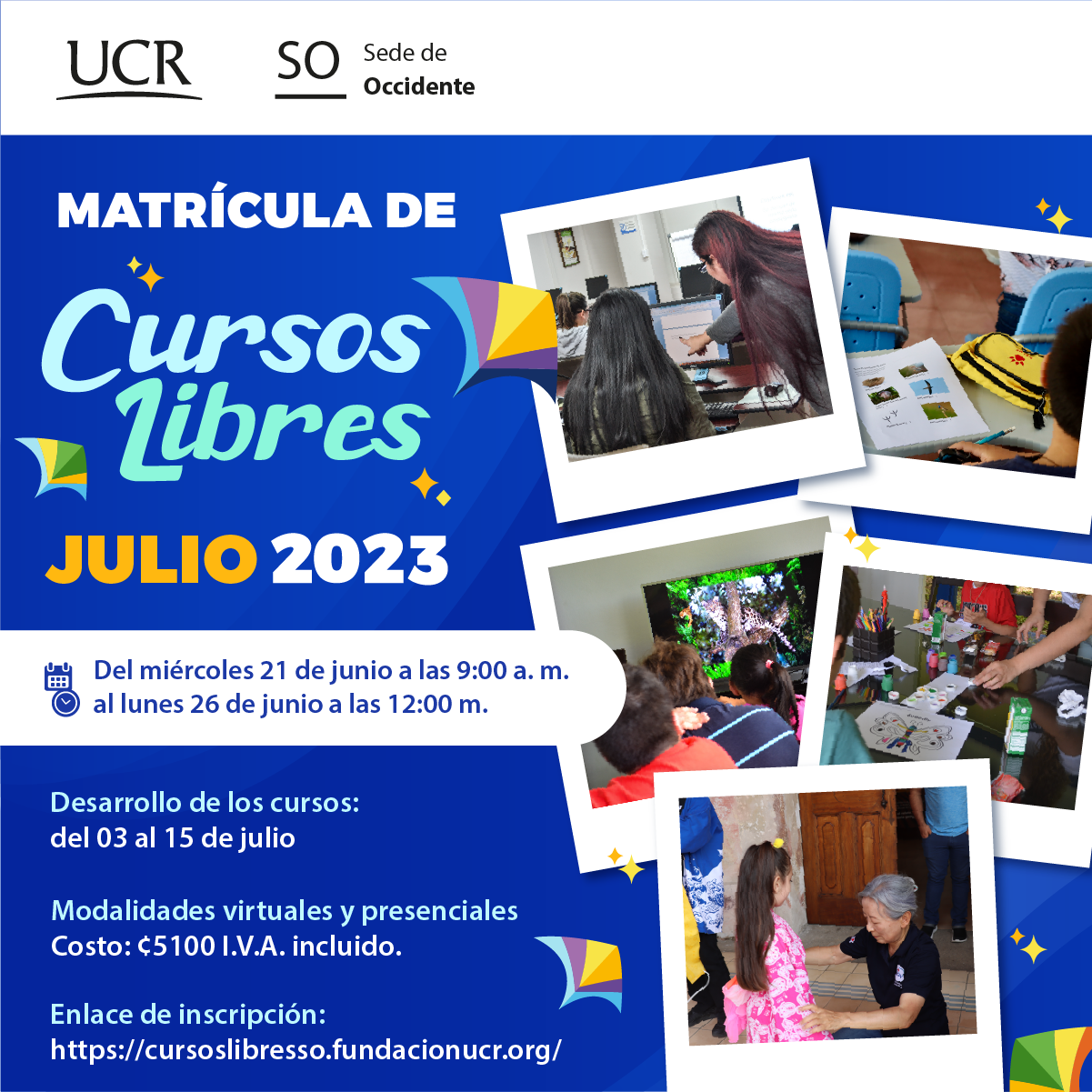 Matrícula cursos libres julio 2023 Universidad de Costa Rica Sede